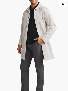 RHONE Aux Mac Trench Coat  in Silver Moon Spread Collar size XL